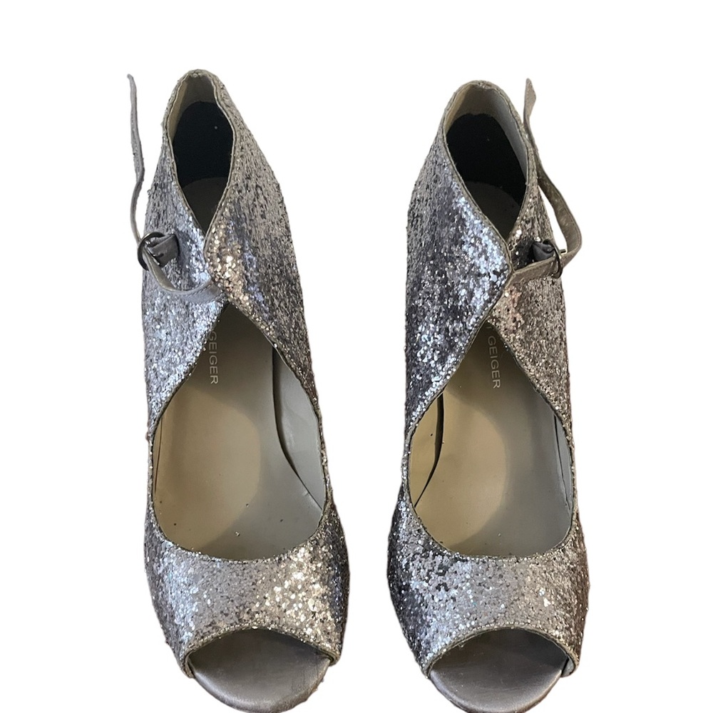 KG Kurt Geiger - silver / grey tinted glitter heels - size 39